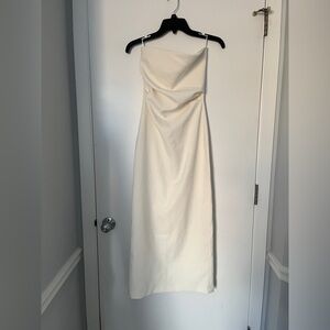 Strapless Off-White Midi Dress